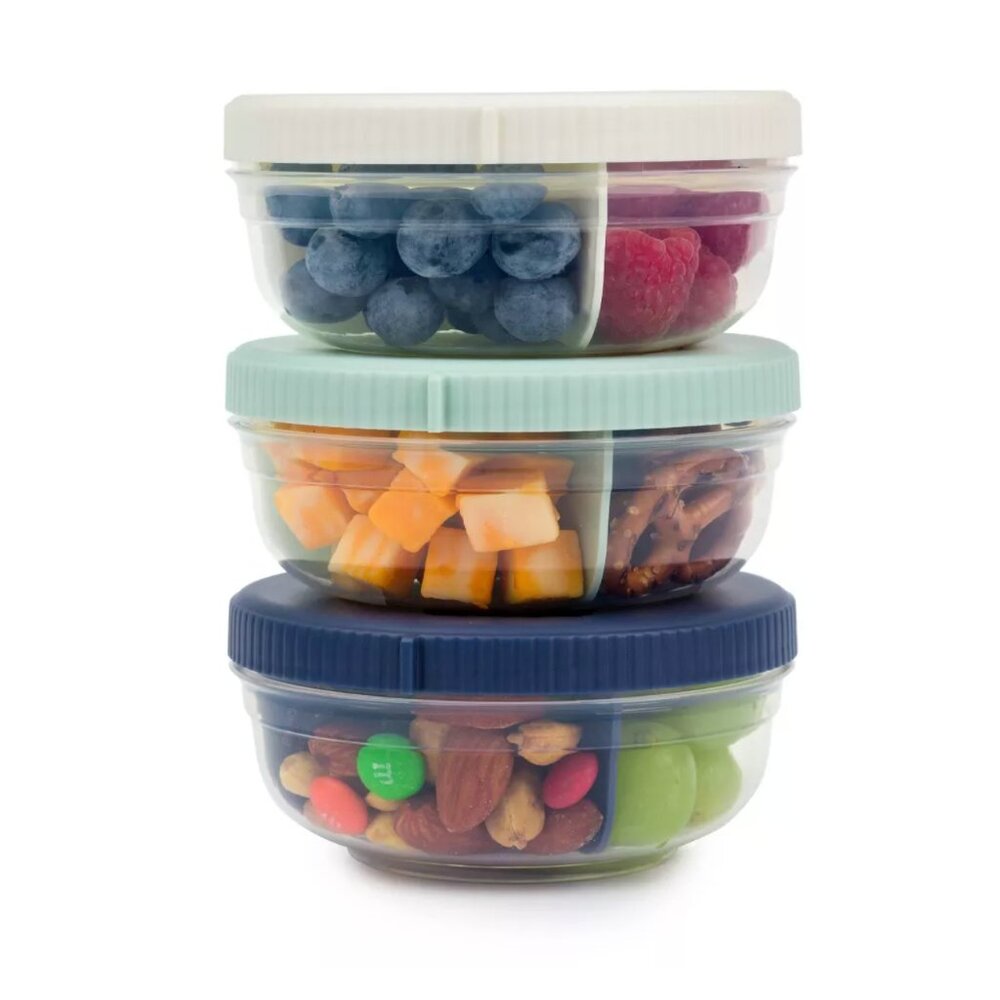 NWT in box SnapLock 3 Portion Snack Stack
